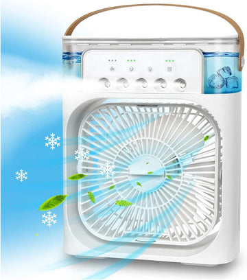 Portable Mini Air Conditioner Cooler Fan, Cooling Fan and Humidifier, Colors LED Night Lights with 3 Fan Speeds Personal Air Conditioning for Home Office