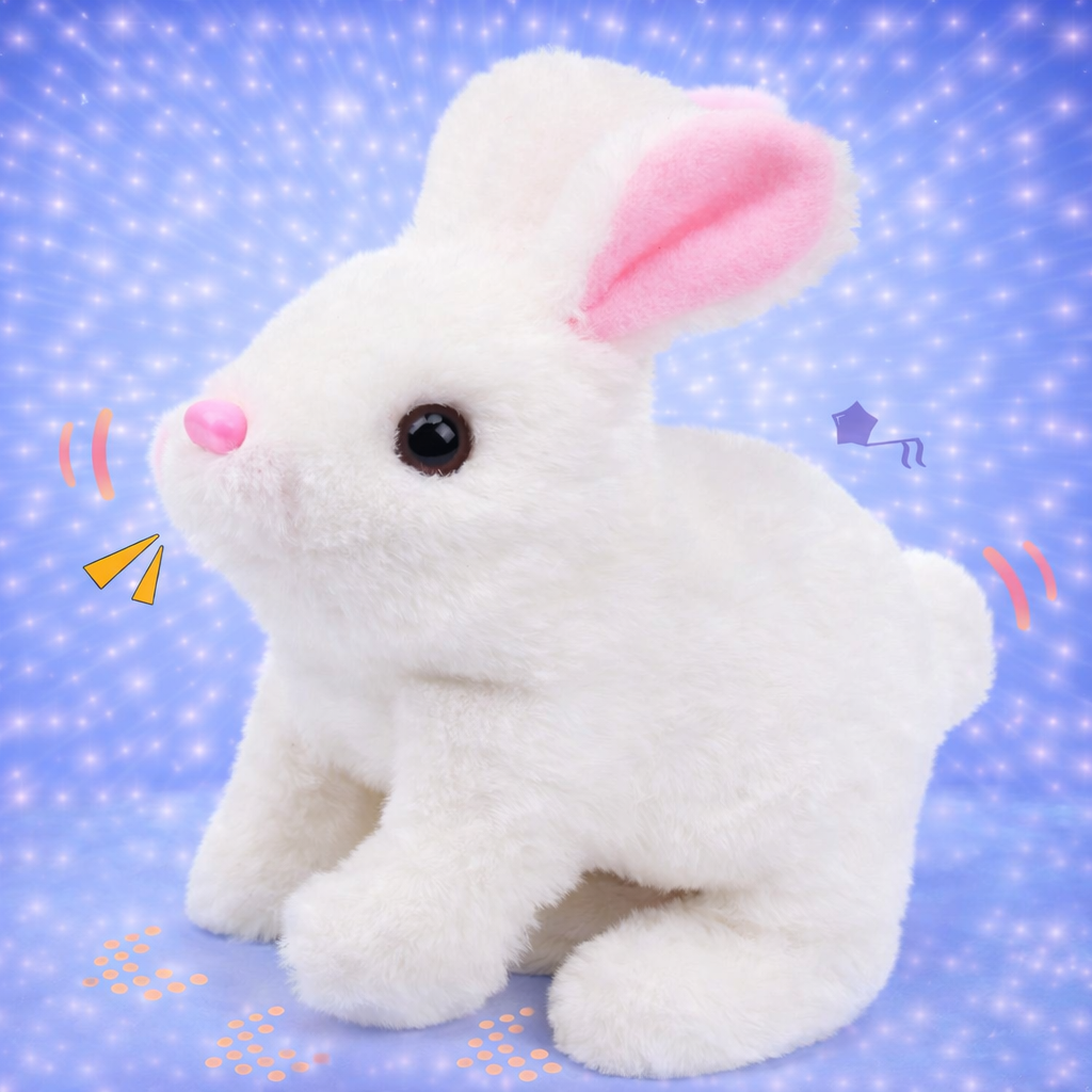 Jumping Rabbit Wiggling Ears Hopping Walking Bunny Toy with Sounds, Jumping Rabbit Wiggling Ears, Twitching Mouth and Nose, Educational Interactive Bunny Rabbit Toy for Baby Kids