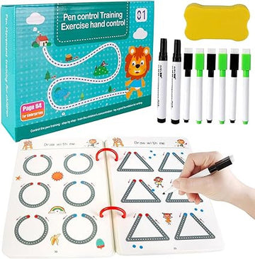 68 Pages Reusable Tracing Line book to improve HAND WRITING For kids