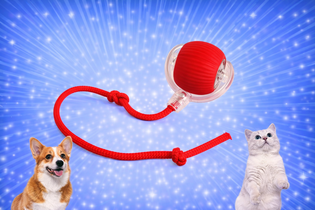 Interactive Rolling Ball for Dogs with Tail, Chase Mate Cat Toy, Electric Smart Automatic Rolling Pet Ball, Durable and Safe, Reduces Anxiety and Boredom