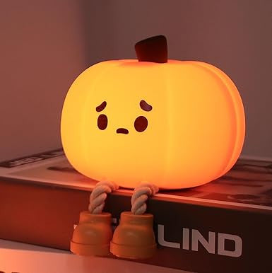 Pumpkin Night Light - 3 Level Dimmable Cute Led Pumpkin Lamp, Silicone Dimmable Nursery Nightlight For Kids, Rechargeable Bedside Tap Lamp, Funny Office Desk Decor And Gift