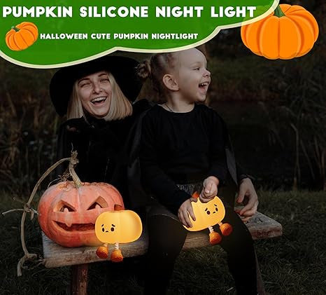 Pumpkin Night Light - 3 Level Dimmable Cute Led Pumpkin Lamp, Silicone Dimmable Nursery Nightlight For Kids, Rechargeable Bedside Tap Lamp, Funny Office Desk Decor And Gift