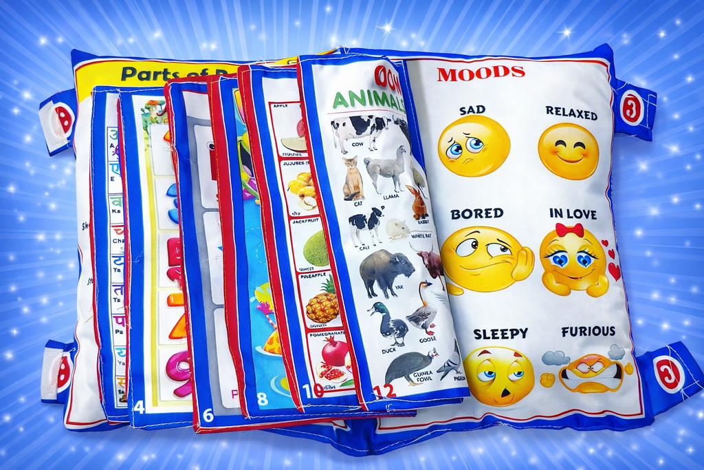Learning Pillow Cloth Book with English and Hindi