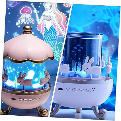 Night Lights, Rotating Rabbits Night Light, Night Lamp Star Projector, 360 Degree Rotating Lamp, Musical Light Lamp, Girl Room Decor Cute Lamp