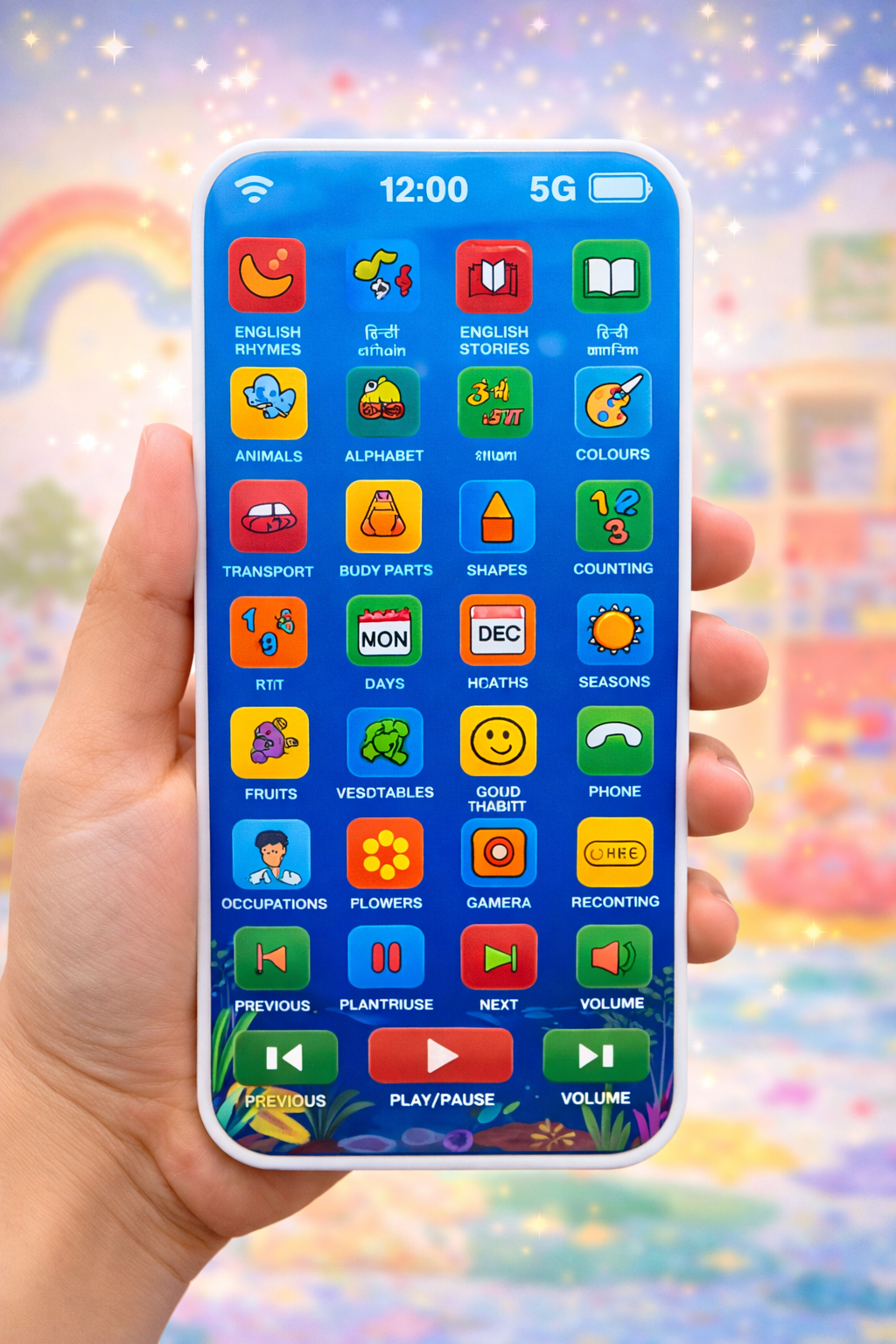 Denory Mini Explorer Talking Card Phone Toy | Screen-Free Rechargeable Learning Mobile for Kids