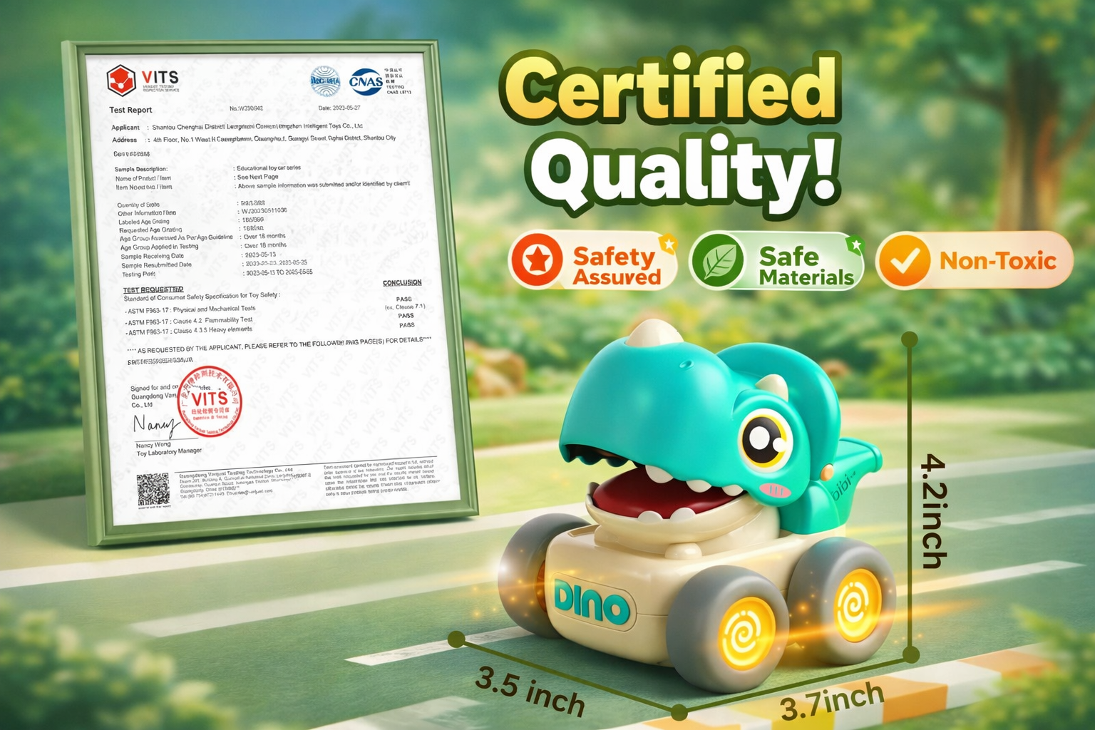 Press N Go Dino Whistle Car