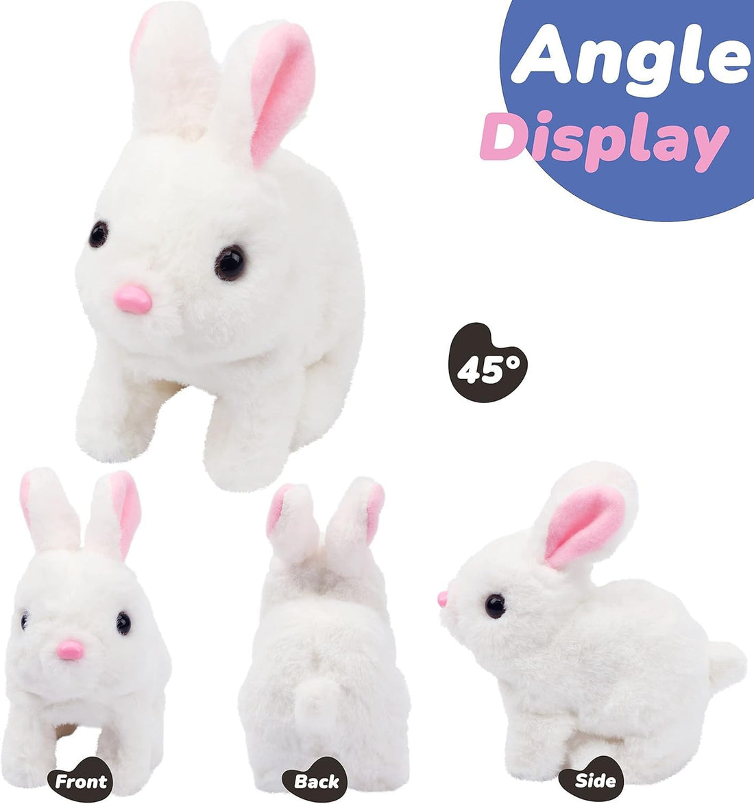 ;Jumping Rabbit Wiggling Ears Hopping Walking Bunny Toy with Sounds, Jumping Rabbit Wiggling Ears, Twitching Mouth and Nose, Educational Interactive Bunny Rabbit Toy for Baby Kids