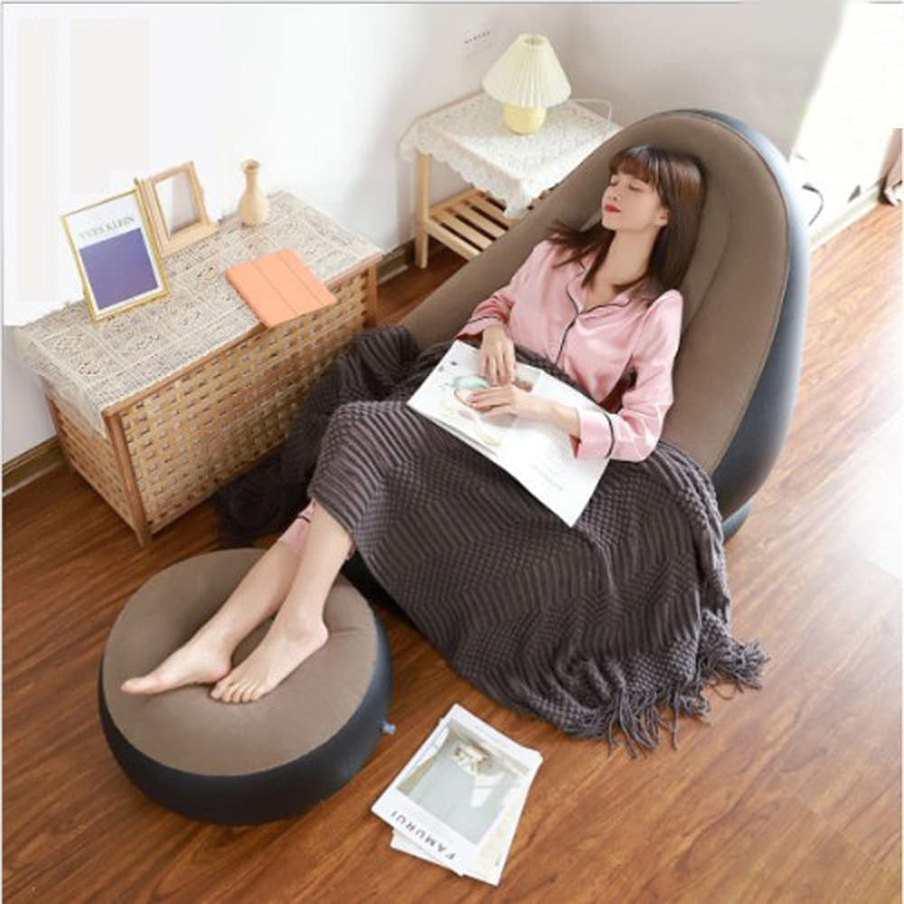 Inflatable Lounge Chair for Adults Flocking Air Couch Sofa for Gaming Bedroom Indoor Outdoor with Multifunctional Household