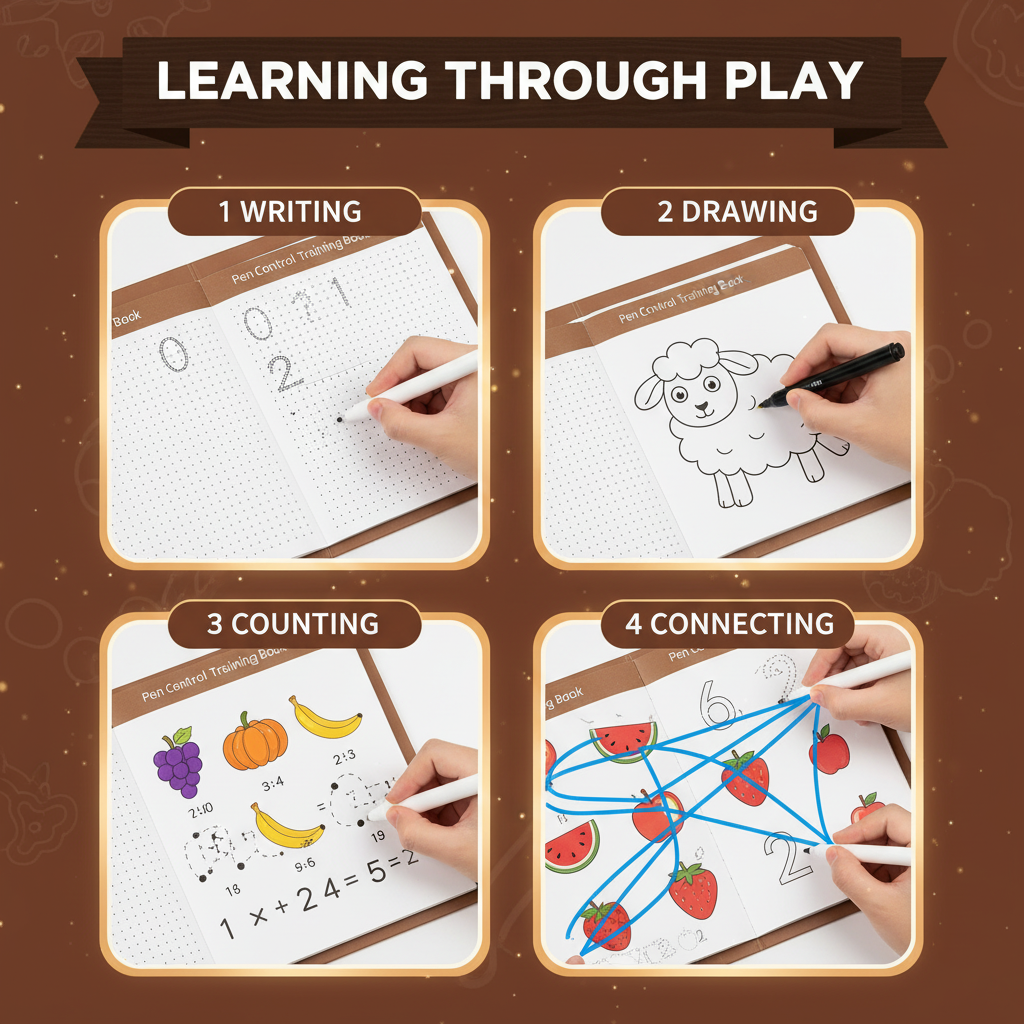 68 Pages Reusable Tracing Line book to improve HAND WRITING For kids