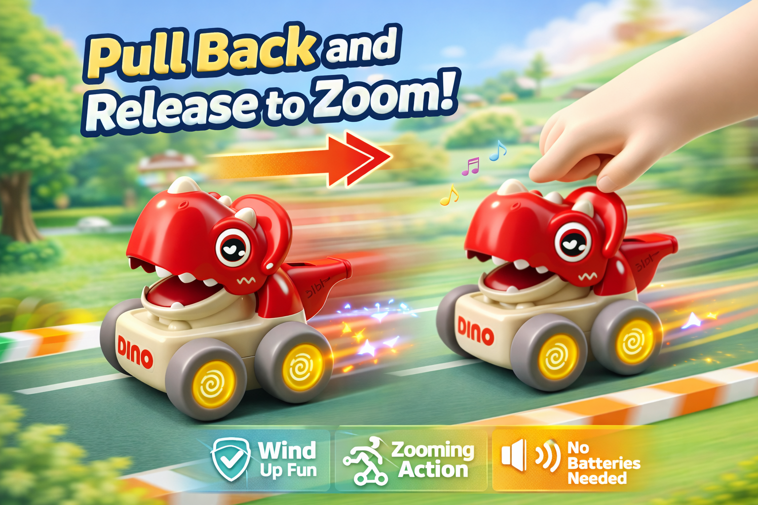 Press N Go Dino Whistle Car