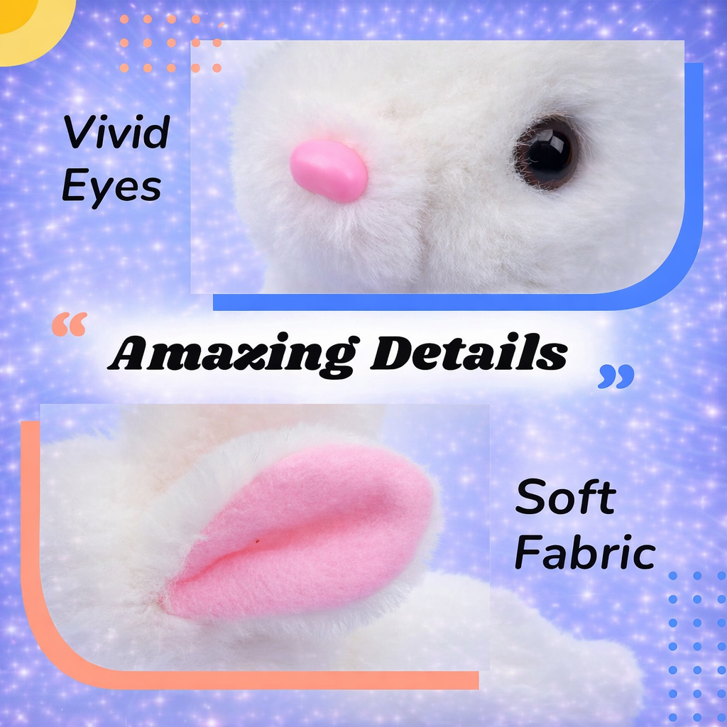 Jumping Rabbit Wiggling Ears Hopping Walking Bunny Toy with Sounds, Jumping Rabbit Wiggling Ears, Twitching Mouth and Nose, Educational Interactive Bunny Rabbit Toy for Baby Kids