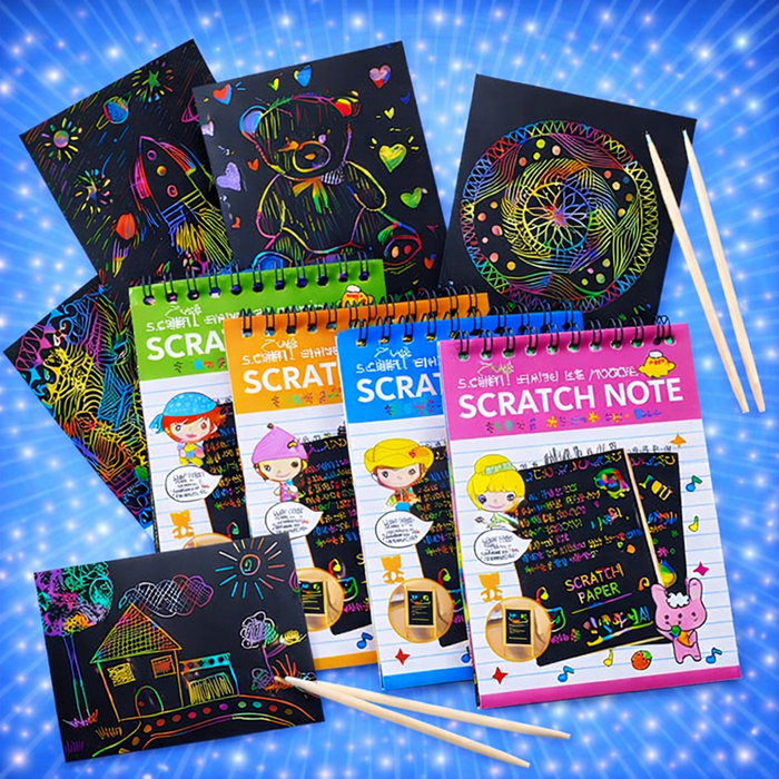 Rainbow Scratch Notebook with Magical Vibgyor Color with Pencil Stick Notepad
