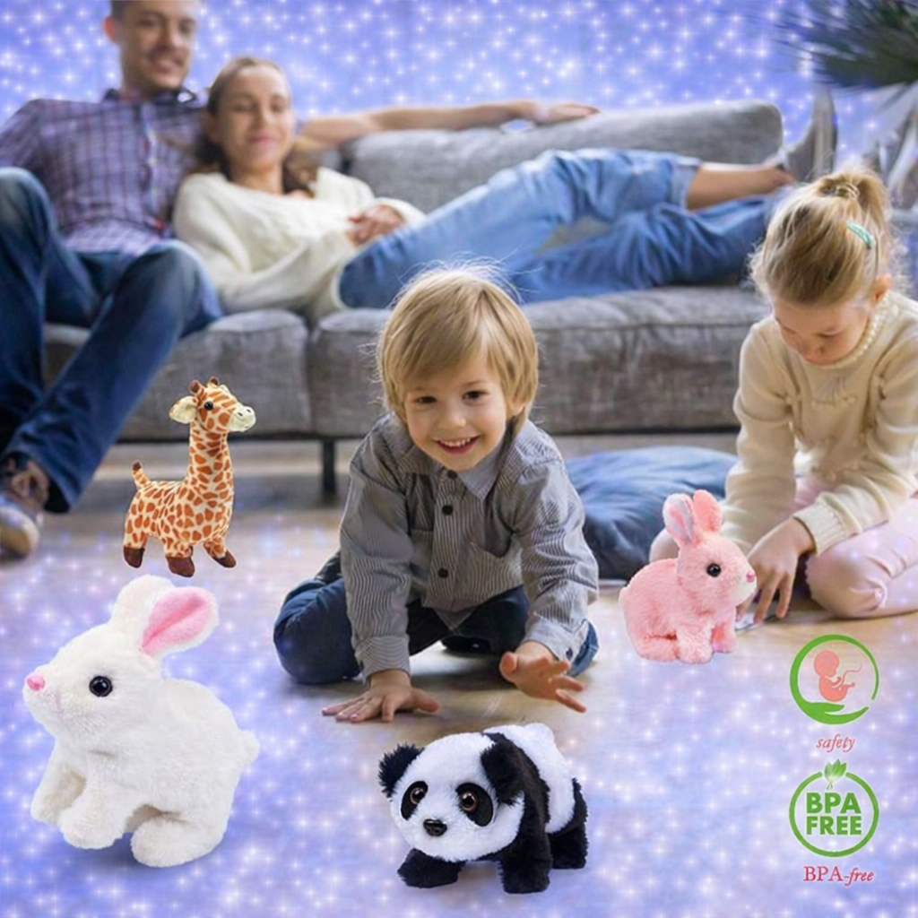 Jumping Rabbit Wiggling Ears Hopping Walking Bunny Toy with Sounds, Jumping Rabbit Wiggling Ears, Twitching Mouth and Nose, Educational Interactive Bunny Rabbit Toy for Baby Kids