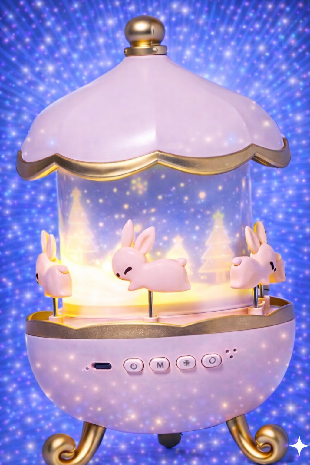 Night Lights, Rotating Rabbits Night Light, Night Lamp Star Projector, 360 Degree Rotating Lamp, Musical Light Lamp, Girl Room Decor Cute Lamp