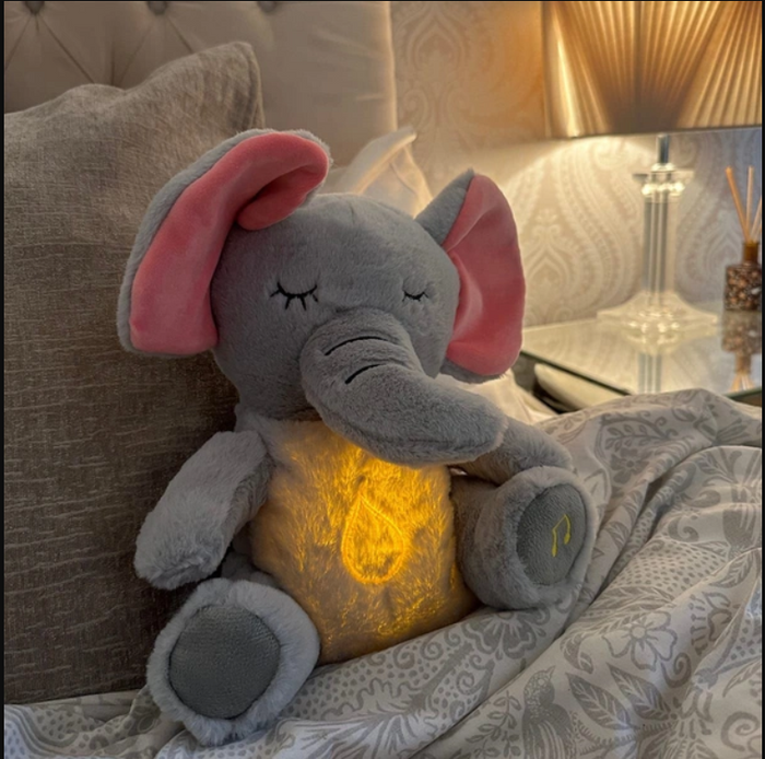 Breathing Stuffed Animal, Soothe Snuggle Elephant Plush, Sleeping Plush for Kids Toy Birthday Gift with Sensory Details Musical Lights and Rhythmic Breathing Sleep Companion