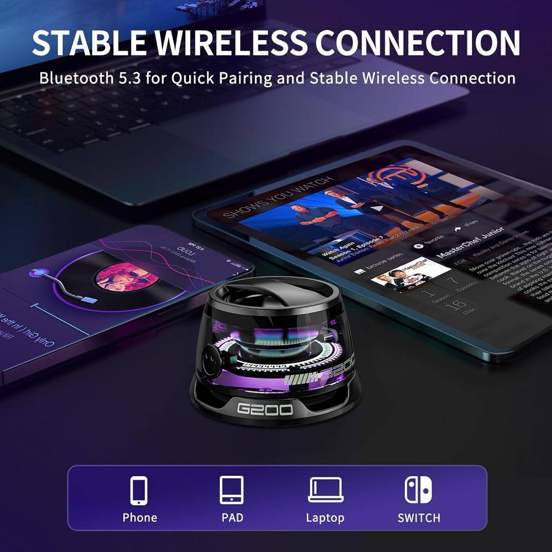 Wireless Portable Magnetic Bluetooth Speaker - RGB Lights & Magnetic Base